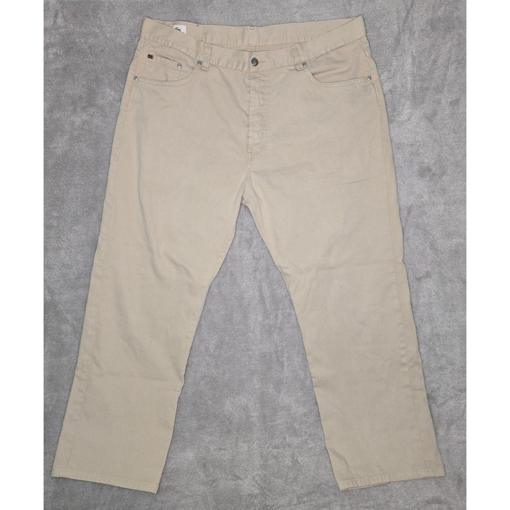 Lacoste Mens Khaki Beige Cotton Twill Straight Leg Button Fly Pants 37x27.5